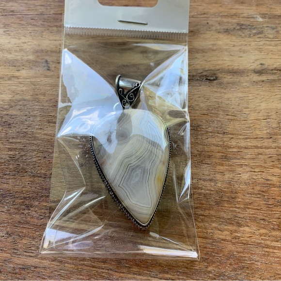 Orca Agate Large Gemstone Pendant in Sterling Silver Base - Picture 5 of 5